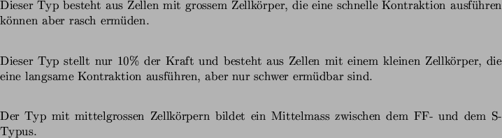 \begin{entry}
\item [FF (schneller, ermdbarer Typ)] \mbox{}\\
Dieser Typ best...
...ellkrpern bildet ein Mittelmass zwischen
dem FF- und dem S-Typus.
\end{entry}